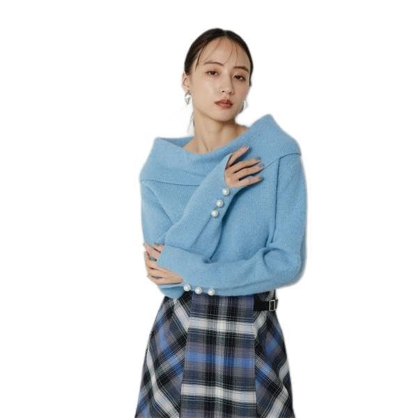Jill by Jill Stuart Alpaca Con Lame Knit Blue Women's Sweater,