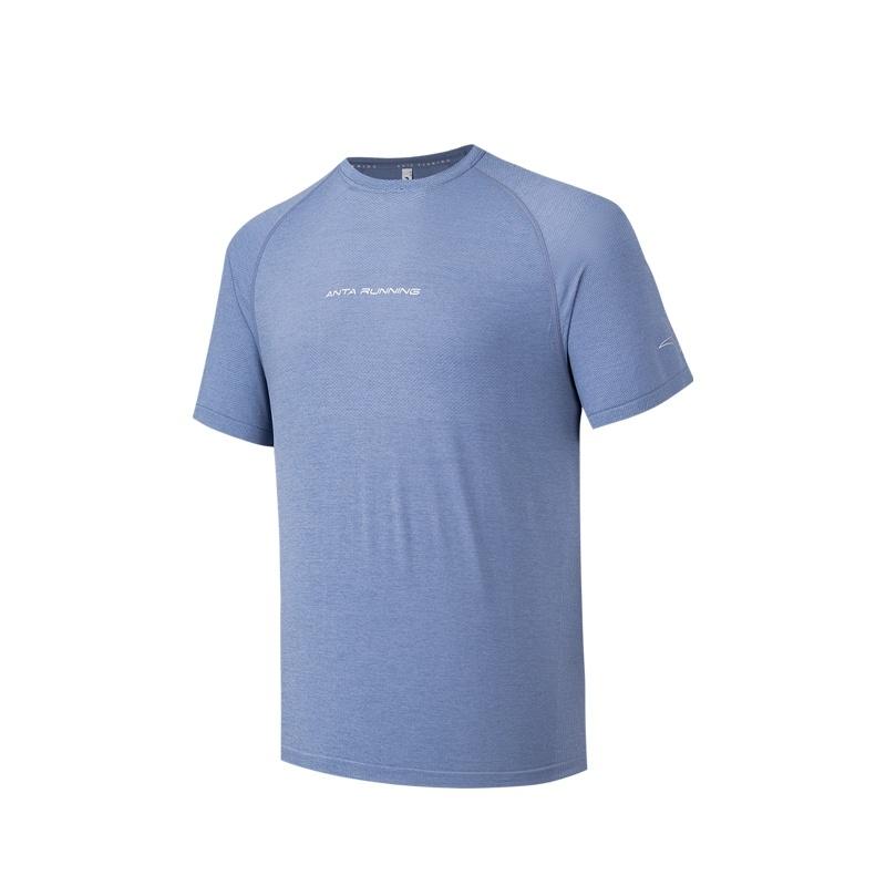 ANTA T Shirts Men s KK0950SH Baker Blue Double Dye Heather Gray Crew Neck 152625103-1 170/M
