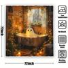 Ghost Bath Theme Waterproof Shower Curtain, Non-Woven, Art Graphic Pattern, With Hooks, Machine Washable - Art Decor Accessory
