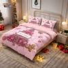 3pcs pink romantic Christmas tree print coreless duvet set multi size bedroom bedding holiday decoration machine washable