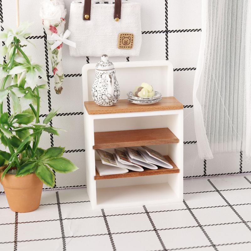 1/12 Scale Miniature Sideboard TV Cabinet Dual Use Storage Rack for Dollhouse Diorama Scene Decor Hobby Gifts