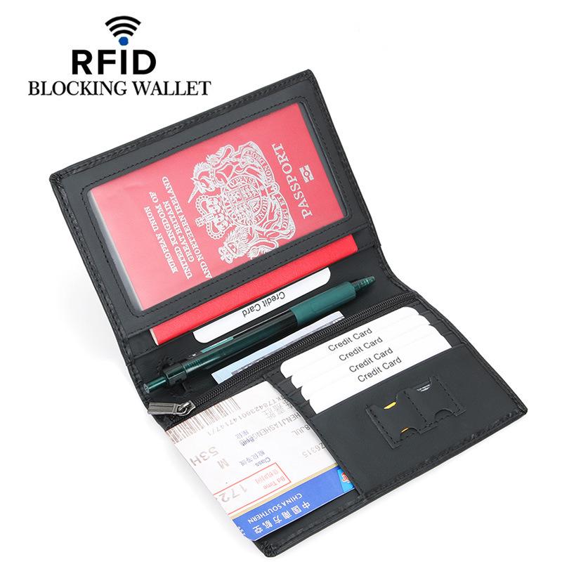 RFID Blocking Multi-Functional Leather Passport Holder & Large Capacity Document Organizer