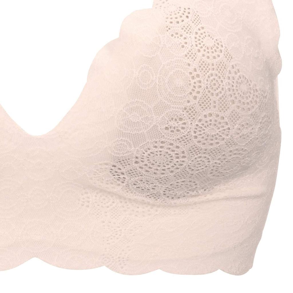 Zero Feel Half Top with Cups Wireless Bra with No Size M Sloggi/Triumph Lace-Type (10190525) - Pads, Lightweight, Non-Slip, Hooks, (6308) (Warm White)