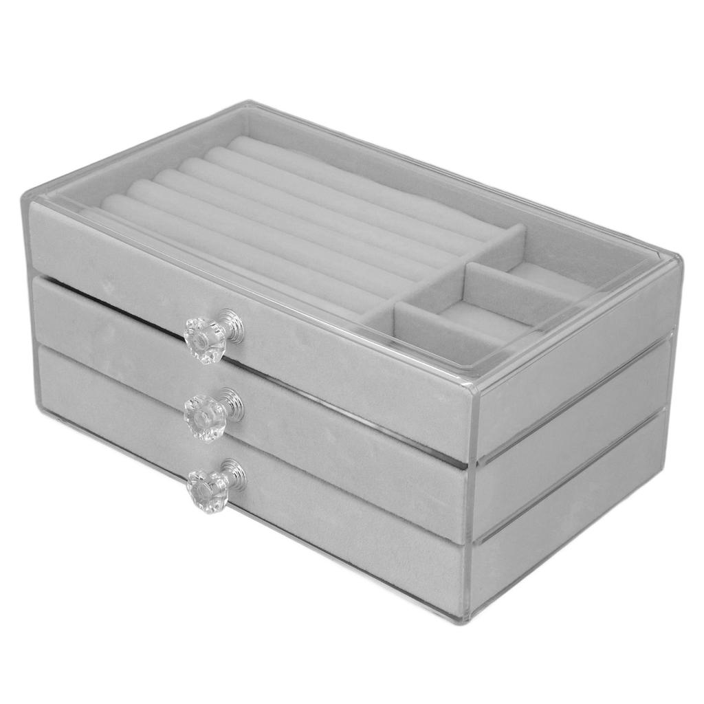Acrylic Jewelry   3 Drawers Storage Box Transparent Jewelry Display Stand rrings Necklace Holder Case