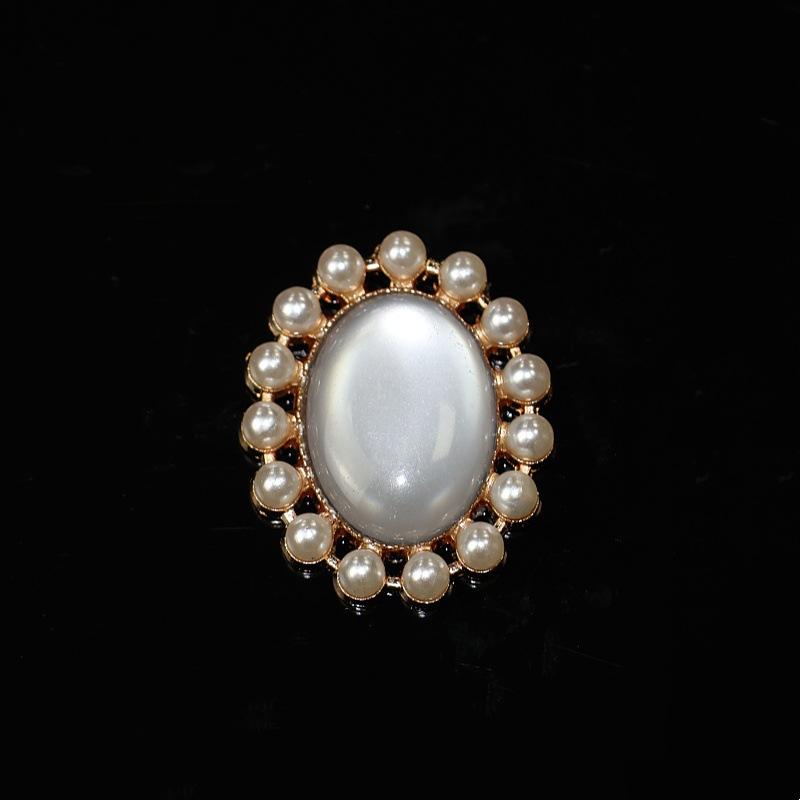 10Pcs Alloy Accessories Pearl Rhinestone Oval Flower Plate Diamond Buckle DIY Handmade Bridal Headgear Group Fan Accessories Material