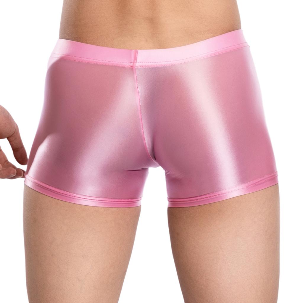 Herren Glänzende Atmungsaktive Unterwäsche Niedrige Leibhöhe Scheide Beutel Elastischer Bund Slips Bade-Schlaf-Shorts