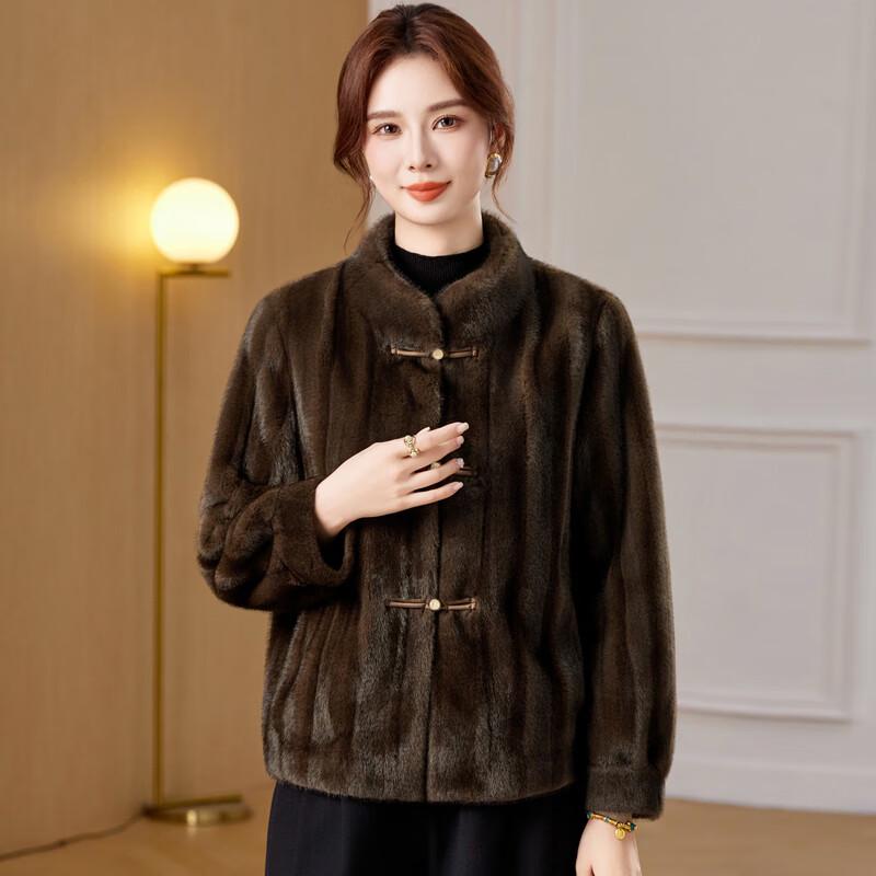 Fengxiao Women's Faux Mink Velvet Stand Collar Coat