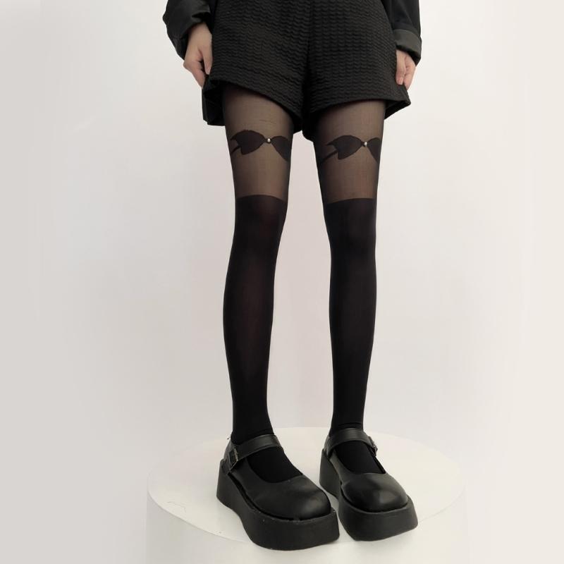 Sheer Tights for Women Girls Bow Pearl Pantyhose Control Top Thigh High Stockings Silk Thin Stockings Tights Hosiery