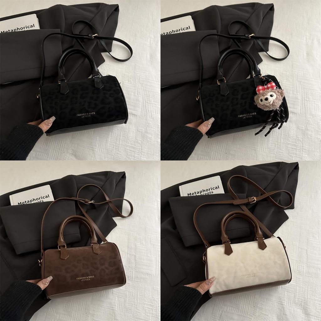 Leopard Print Vintage Small Shoulder Bag With Zipper For Daily Casual Use