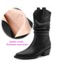 Krazing Pot Genuine Leather Autumn Winter Shoes Med Heels Size 41 Western Boots Pointed Toe Slip on Ankle Boots