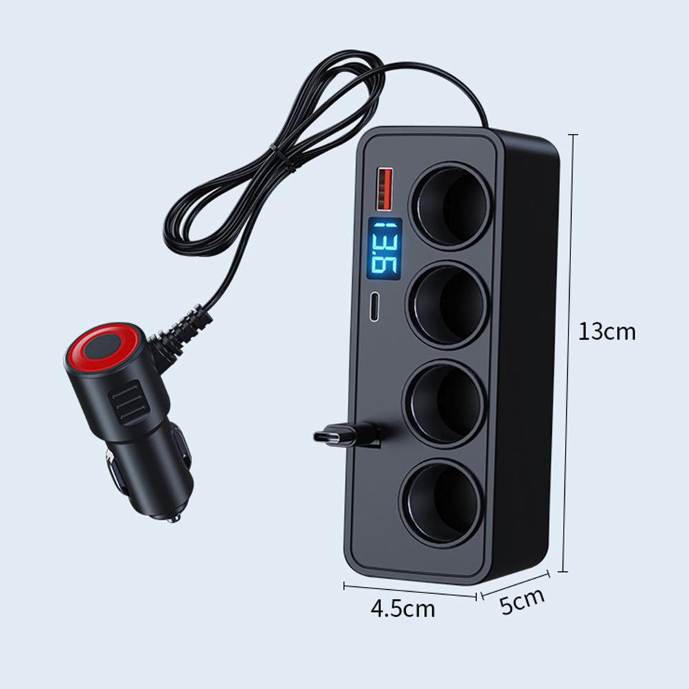 120W USB Car Charger with Retractable Cable QC3.0+PD30W Quick Charging Power Adapter USB Phone Charger 12V 24V Car Cigarette Lighter Splitter