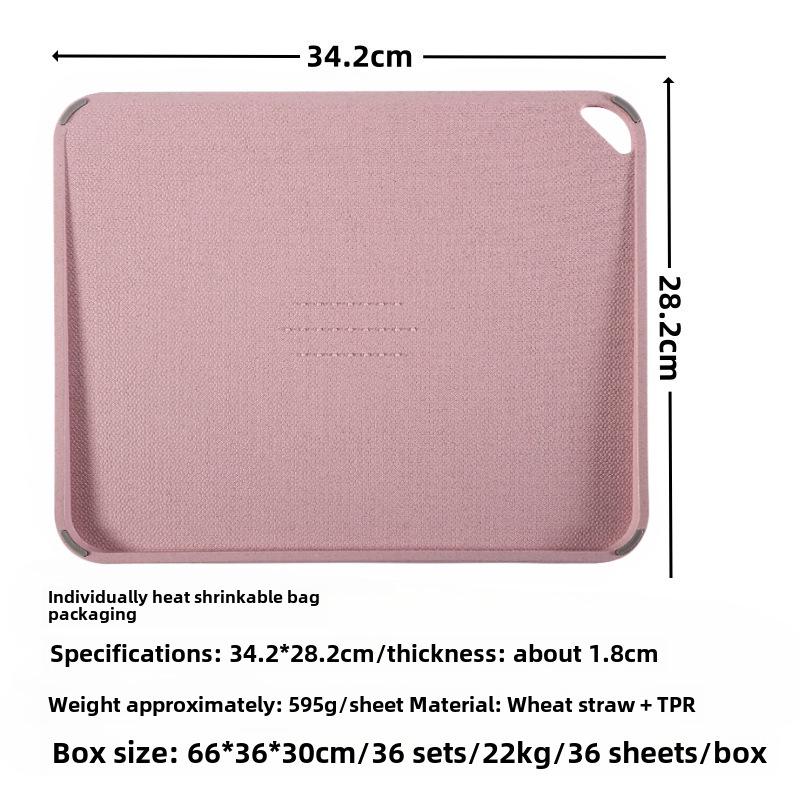 FDA-Approved Wheat Straw Plastic Double-Sided Cutting Board for Meat, Vegetables, and Fruits