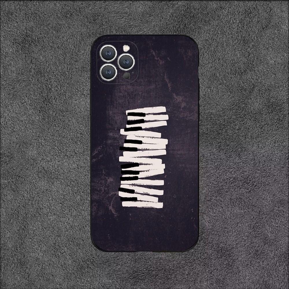 Piano Keys Notes Phone Case For iPhone 16,15,14,13,12,11,Plus,Pro Max,XS,X,XR,SE,Mini,8,7 Soft Silicone Black Cover