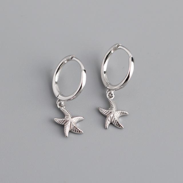 Korean Jewelley Women Sterling Silver Tone Starfish Bead Stud Earrings Gathering Gathering Nuptial Wedding Occasion Pendientes Eh714Trendy Stud