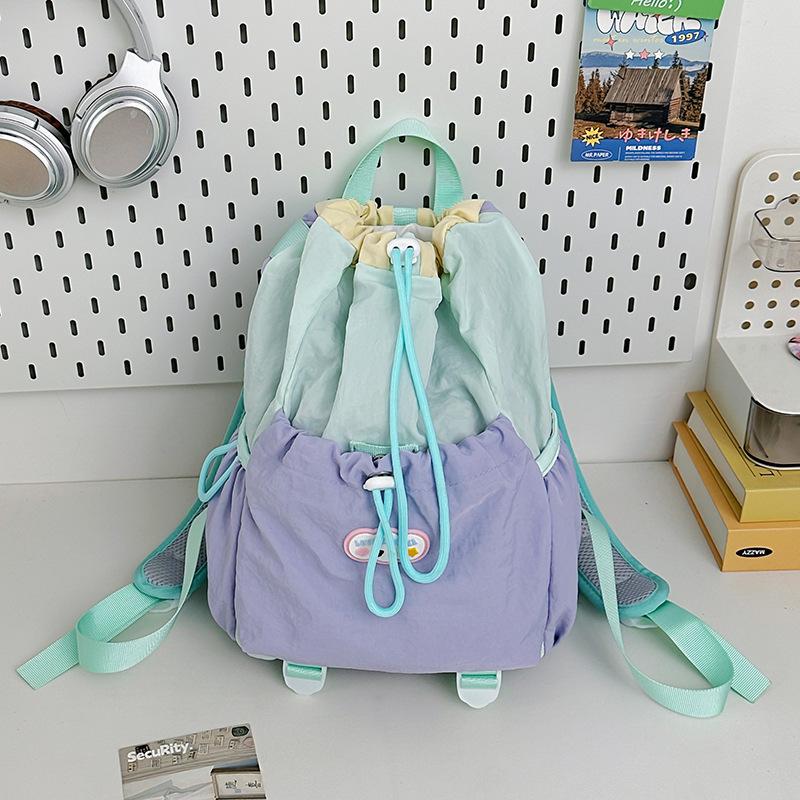 Schoolbag New Large Capacity Backpack Men's and Women's Casual Mobile Phone Bag Lightweight Small Backpack Drawstring Mountaineering Bucket Bag