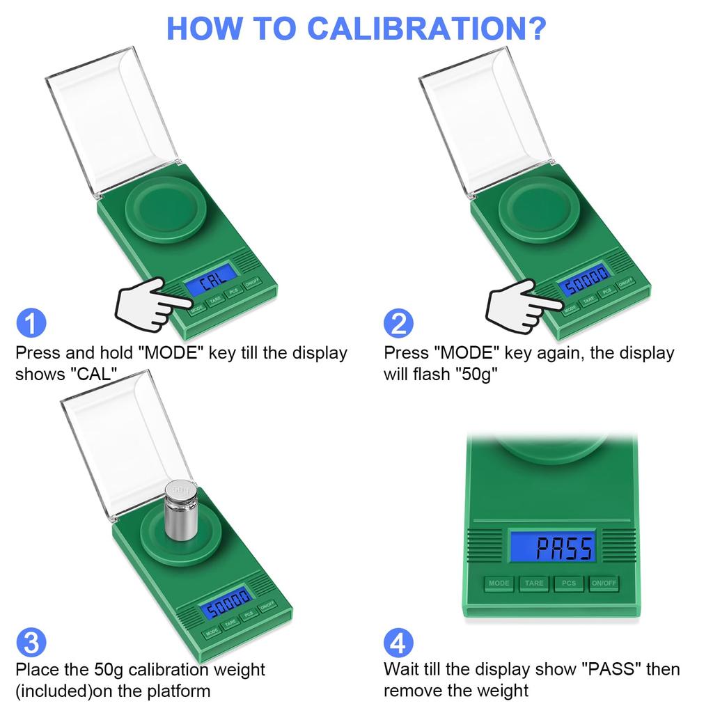 Milligram Scale 50g/ 0.001g, Portable Mg Scale with LCD Backlit, Tare, Digital Jewelry Scale, Microgram Scale Reloading