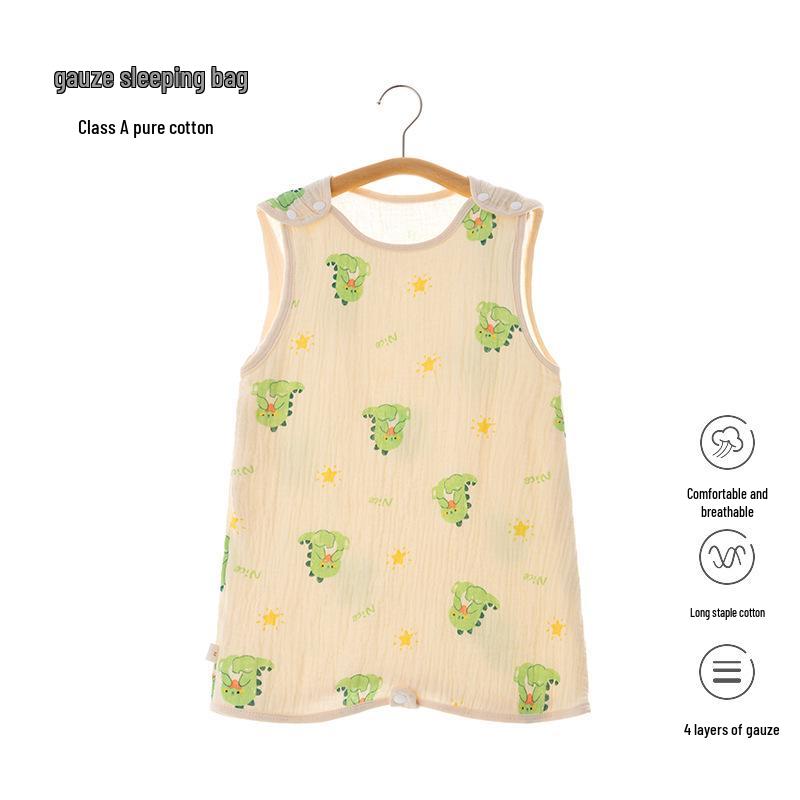 Pure Cotton Gauze Sleeveless Baby Sleeping Bag for Newborns - Anti-Kick Quilt for Summer