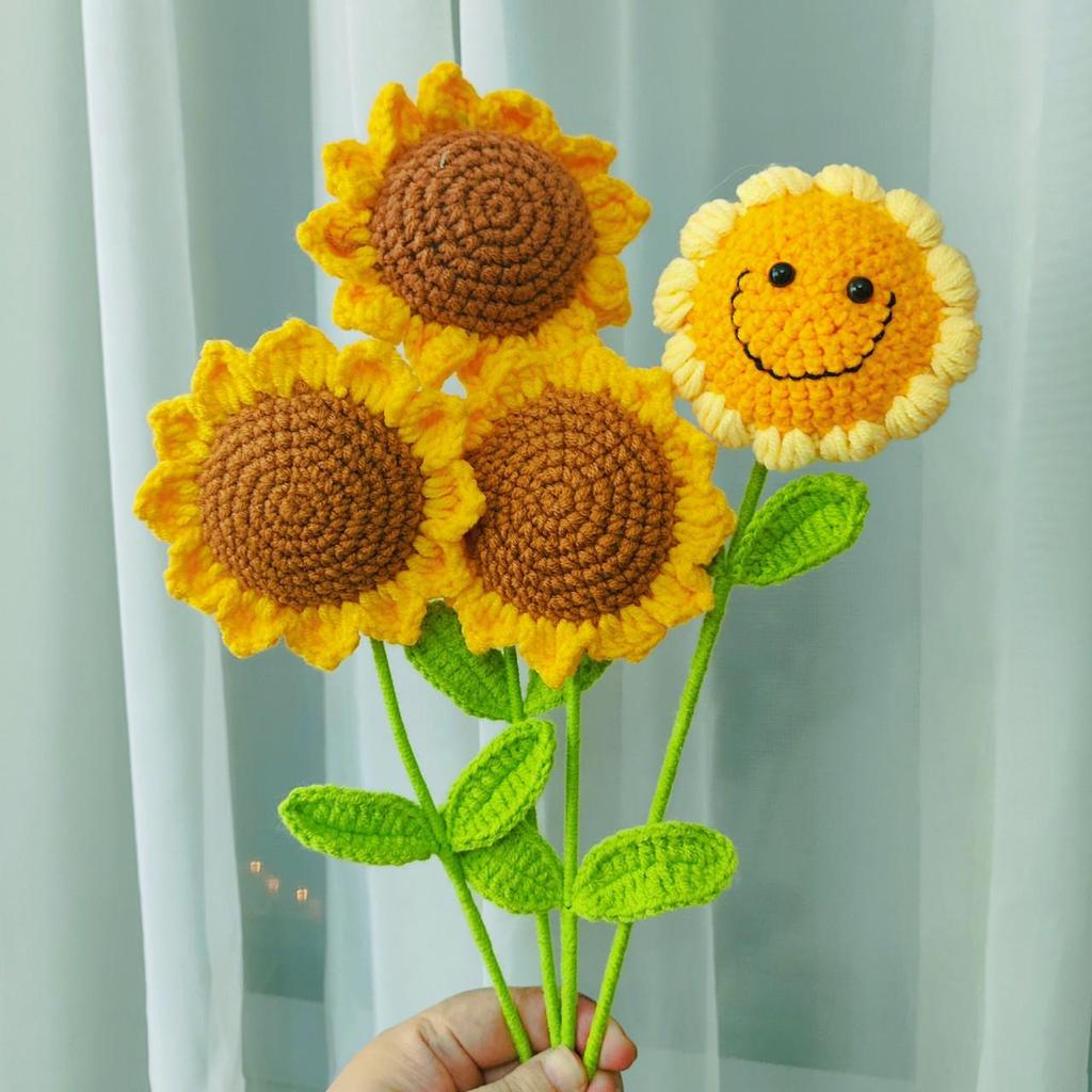 Handwoven Smiling Sunflower Faux Bouquet – Perfect Gift for Teacher's Day & Children's Day