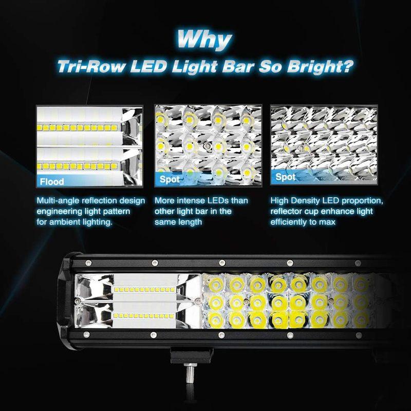 Nilight 15Inch Triple Row Lights 216W 21600LM Flood Spot Combo Beam LED Light Bar Driving Boat Super Bright Led Off Road Trucks