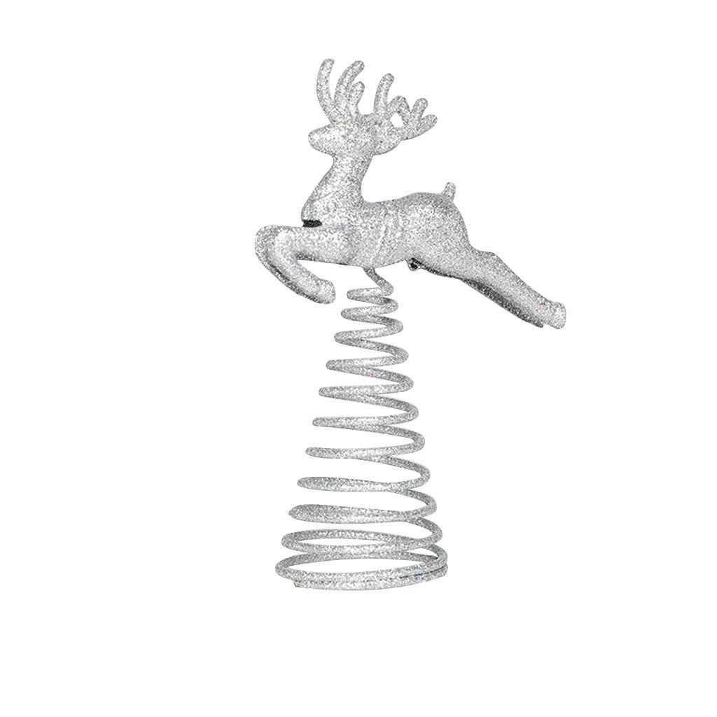 

Spring Running Deer Christmas Tree Top Ornament Topper Party Decoration срібний