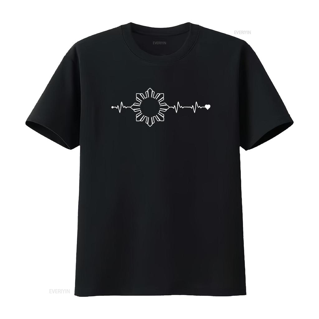 Womens I Love Philippines Philippine Sun Heartbeat Filipino T Shirt Black Large vintage Washed Casual Unisex designer clothes