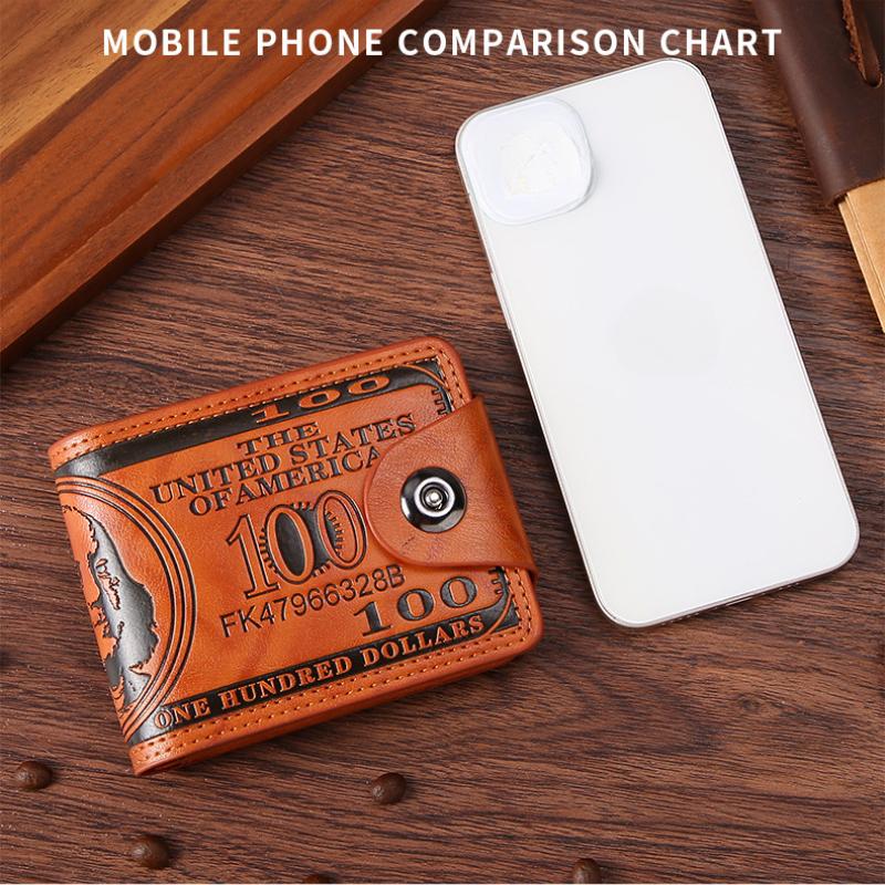 Men Wallets US Dollar Pattern Short Wallet, Leather Card Holder, Coin Purse, Business Style