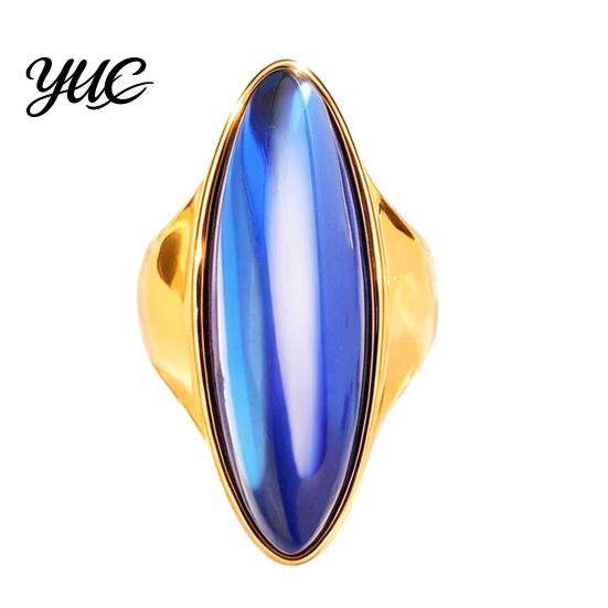Non Tarnish Rings Statement Ring with Oval Faux Crystal, Vintage Geometric Dainty Ring, Men Women Finger Jewelry for Everyday Wear Parties Casual