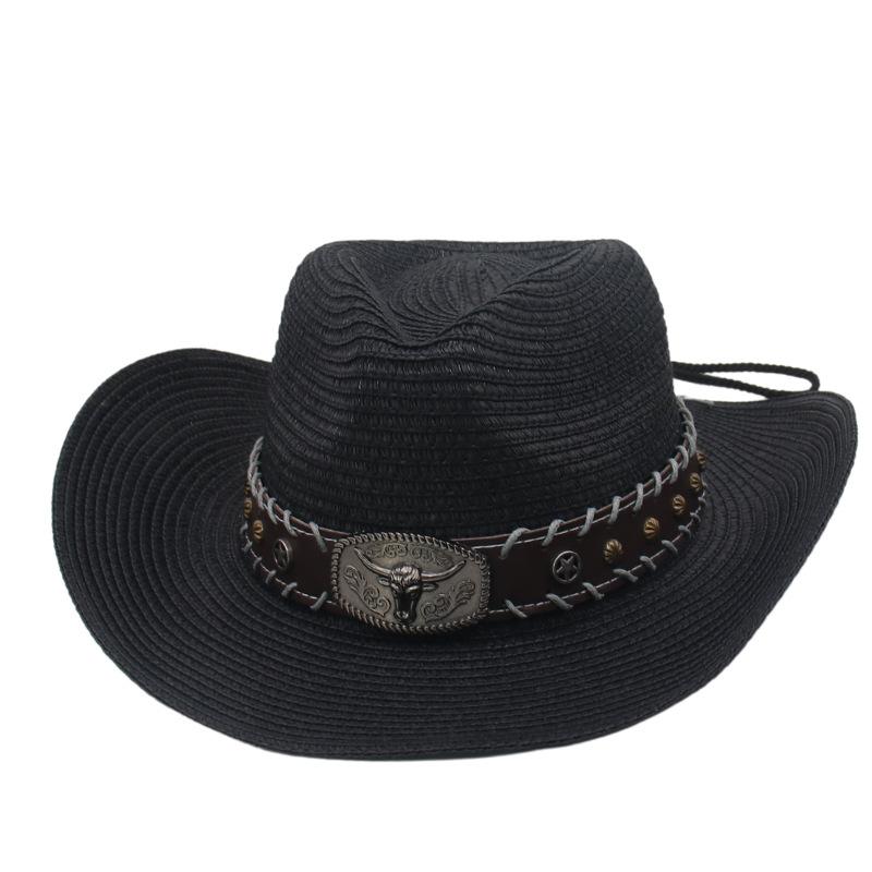 Cross-Border Outdoor Beach Sunshade And Sunscreen Jazz Hat, New Cow Head Belt Accessories, Tibetan Tibetan Western Cowboy Top Hat