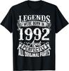 Vintage 33th Birthday Decorations Vintage 1992 33 Years Old TShirt Print On DeUnisexd Streetwear Short Sleeve Camiseta Hombre