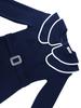 Vintage Navy Blue Bodycon Midi Dress with Contrast Trim Lapel Collar and Belt Elegant Plus Size Party Dresses for Women Formal Office Wear