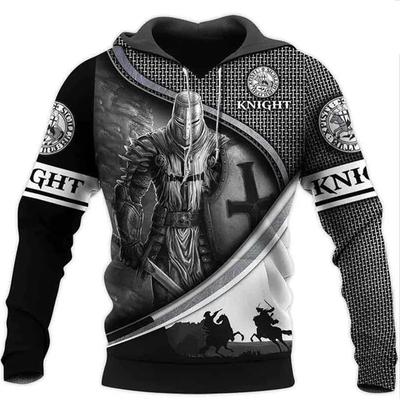 Knights Templar 3d Print Men's Vintage Hoodies Casual Oversized Streetwear Hooded Sweatshirts Men Clothing Long Sleeve Pullovers