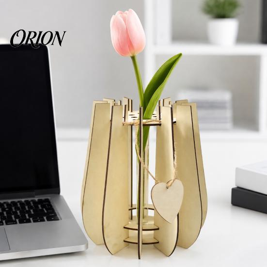 Fashionable Desktop Vases for Classroom Wooden Puzzle Flower Vase, Display Stand Flowers or Nordic Vase Home Decor Artificial Flowers, Decorative