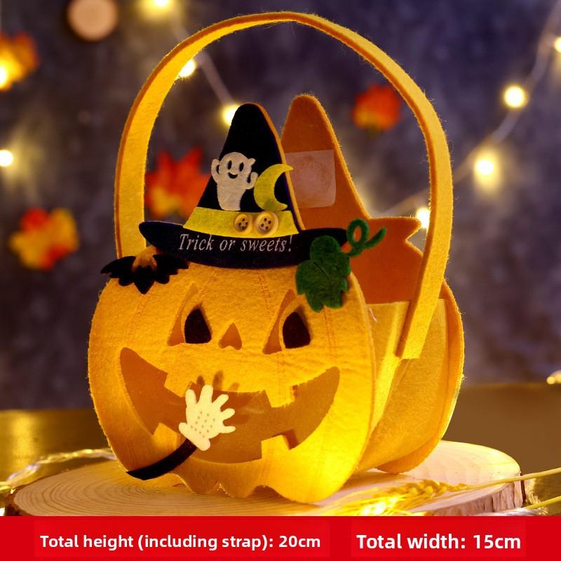 Gift Ready Halloween Treat Bag Non Toxic Felt Reusable Pumpkin Kids Candy Collector Trick or Tote Party Favors Decor