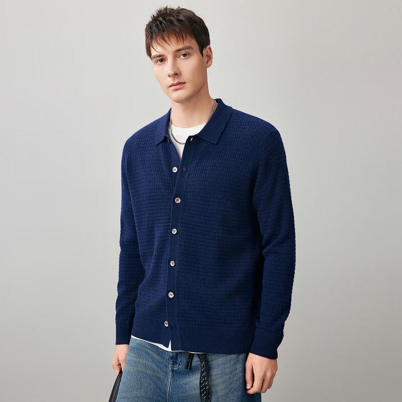 Men's 100% Wool Thick Round Neck Cardigan