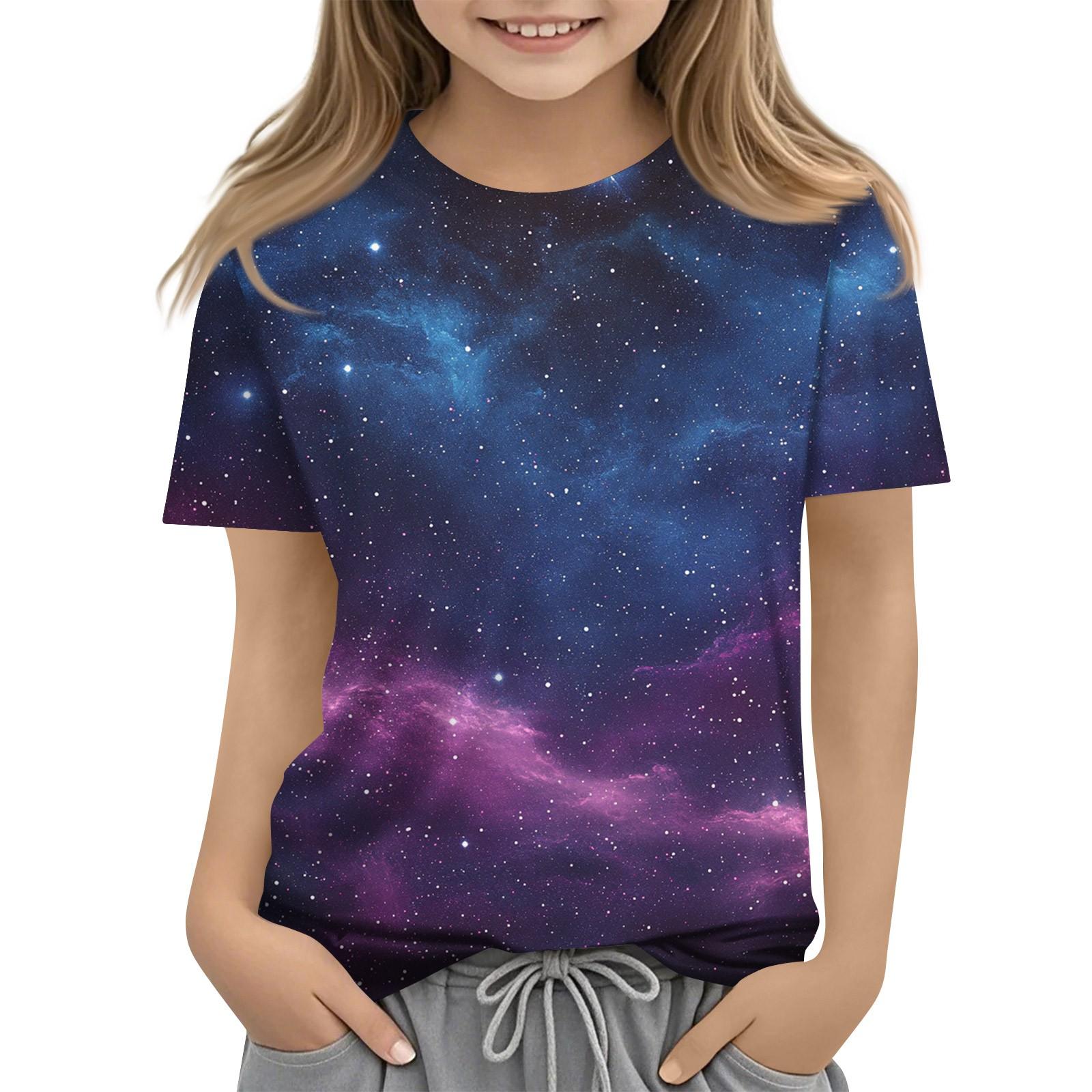 

Toddler Girl Boy Shirt Cute Starlit Sky Printed T-Shirts Kids Shirts 1-15Y 150