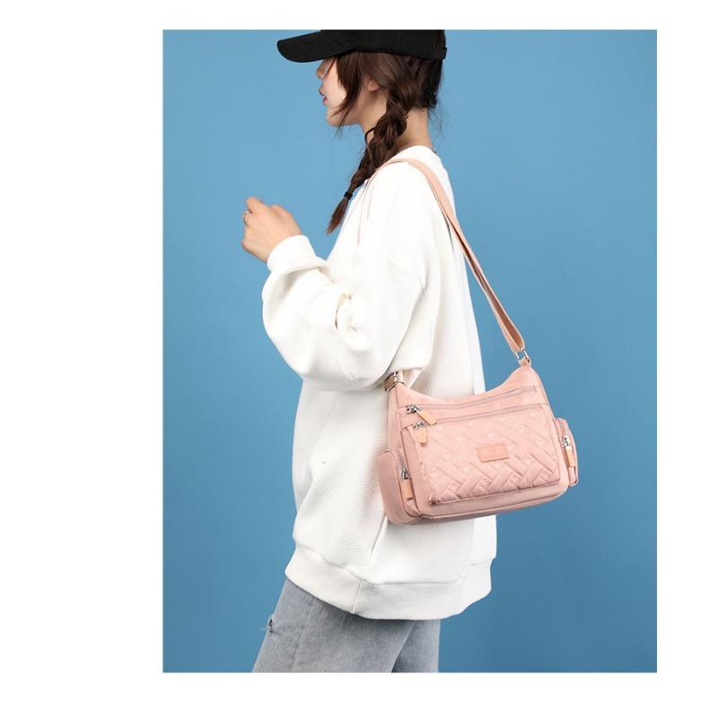 Autumn Large Bag Multi-Compartment Women Shoulder Bag Creative Diamond Stitching Crossbody Bag Large Capacity Nylon Fabric Women Bag