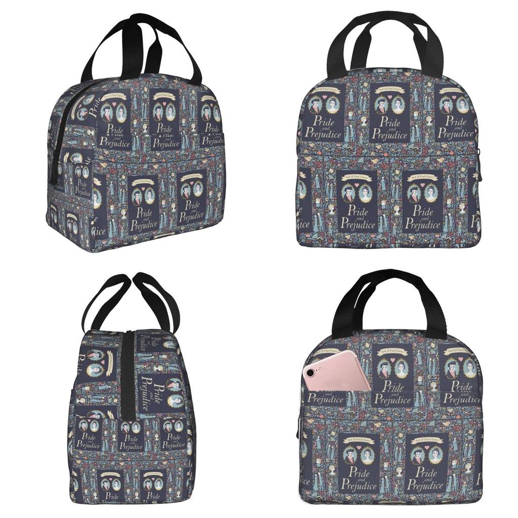 Pride And Prejudice Florals Quote Insulated Lunch Bag for Kids School Cooler Thermal Food Box Tote Lunch Boxes Container
