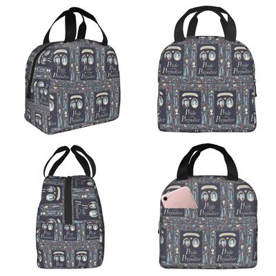 Pride And Prejudice Florals Quote Insulated Lunch Bag for Kids School Cooler Thermal Food Box Tote Lunch Boxes Container