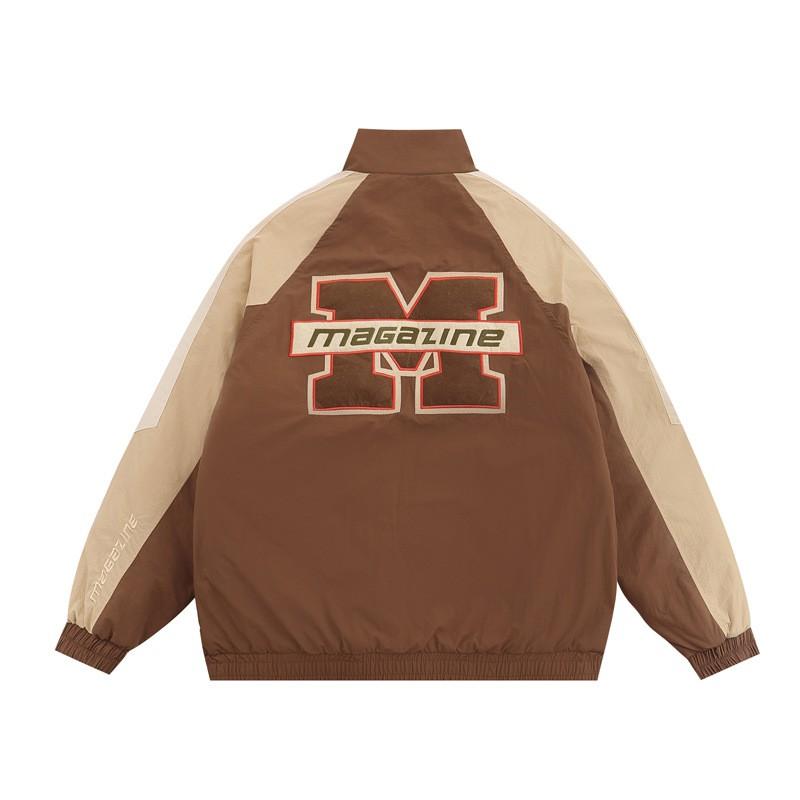 Unisex Oversized Puffer Jacket With Embroidered Letter Patchwork Warm Winter Streetwear Coat Men Women