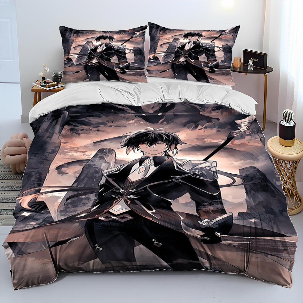 Comforter Genshin Impact Game Gamer Cartoon Comforter Bedding Set Bed Set King Queen Size Bedding Set