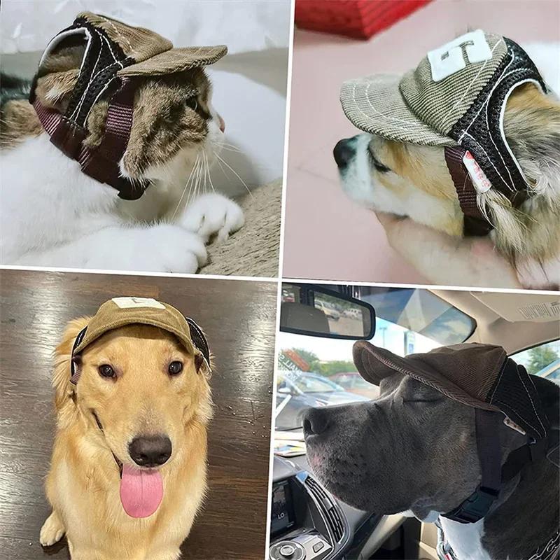 

Dog Hat Sunscreen Baseball Cap Outdoor Sports with Ear Holes Adjustable Pet for Small and Medium Large Dogs S синий