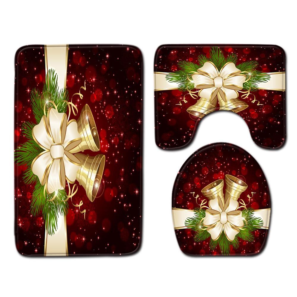 3D Toilet Floor Mat Bathroom Mat Christmas Three-Piece Foot Mat E-Commerce