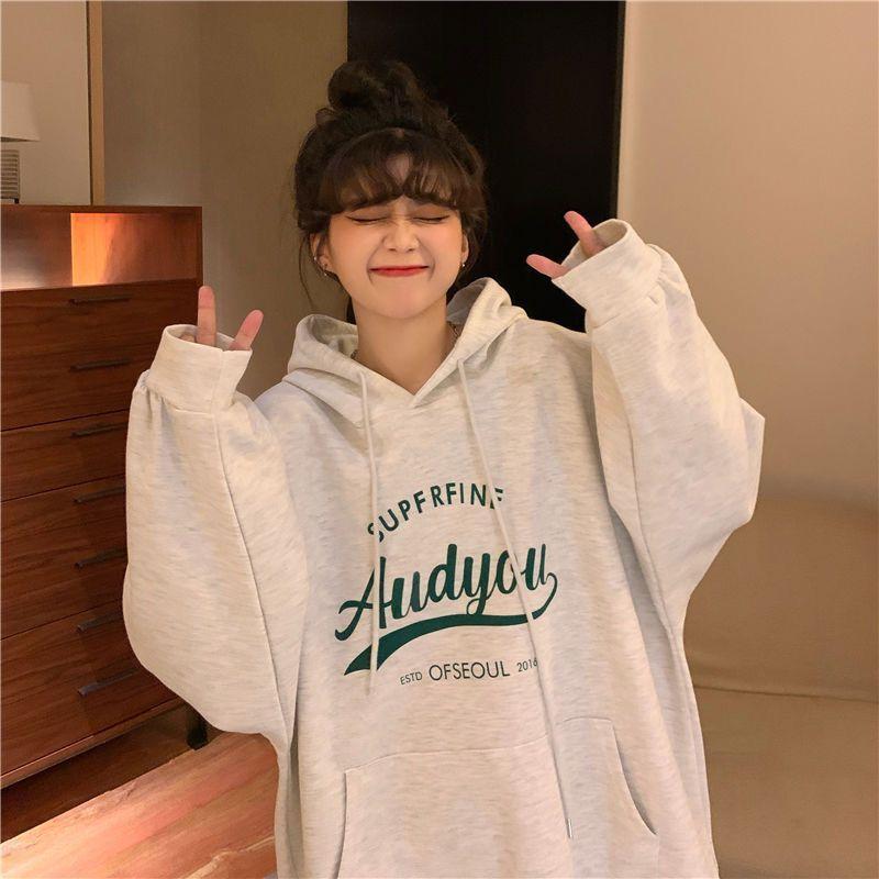 Damen Kapuzenpullover mit Kapuze, warm, weich, gepolstert, verdickter Kapuzenpullover, lockeres Studententemperament, Retro-Freizeit, Herbst und Winter, Kapuzenpullover