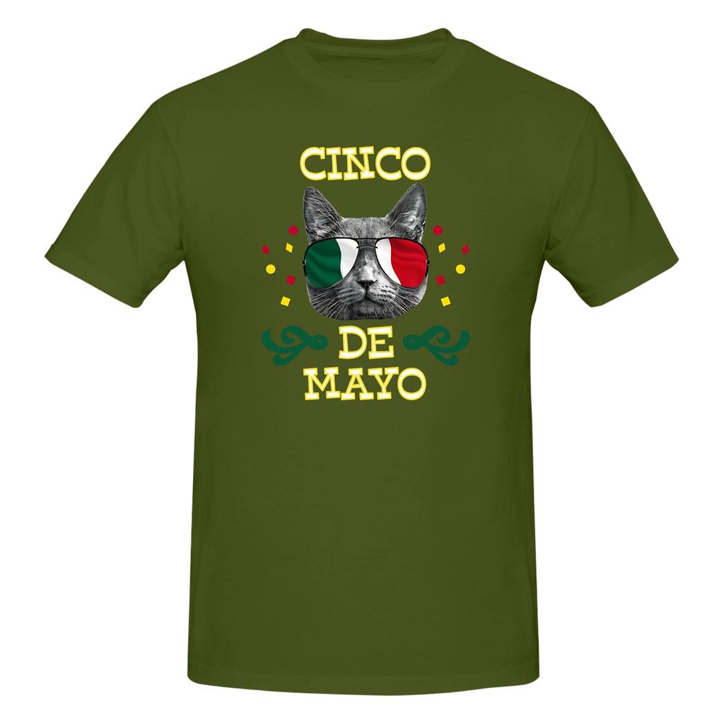 Piece Cat Celebrate Funny  Cotton TShirt Cinco De Mayo Tees Tops For Unisex
