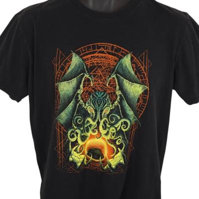 T-shirt Cthulhu Homme Taille L Noir HP Lovecraft Créature d'Horreur