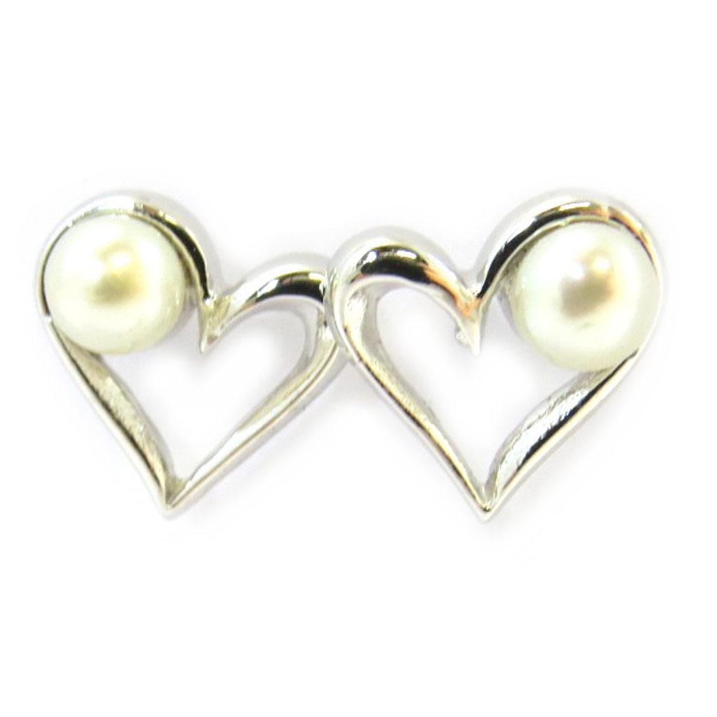 Les Trésors De Lily [N3022] - Ivory 'Love' Silver Earrings (rhodium-plated)