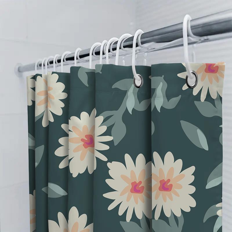 Vintage Retro Shower Curtain Floral Print Green Bath Decorative Home Decor Waterproof Bathroom Shower Clothes Linen