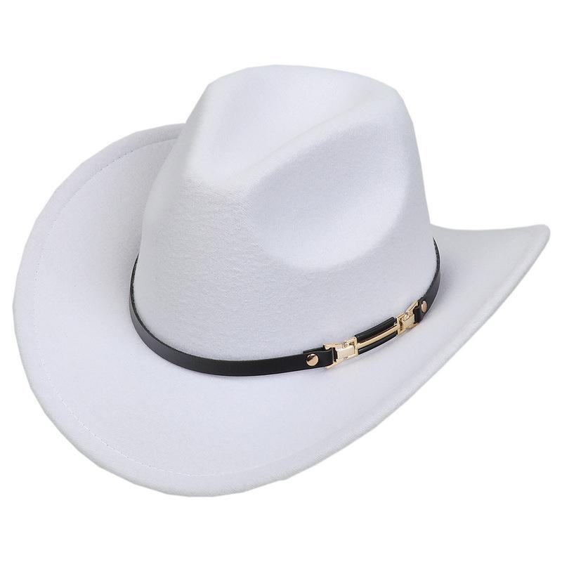 Western Cowboy Top Hat Spring And Autumn New Jazz Hat Big Brim Pentagram Belt Accessories Felt Hat Men And Women