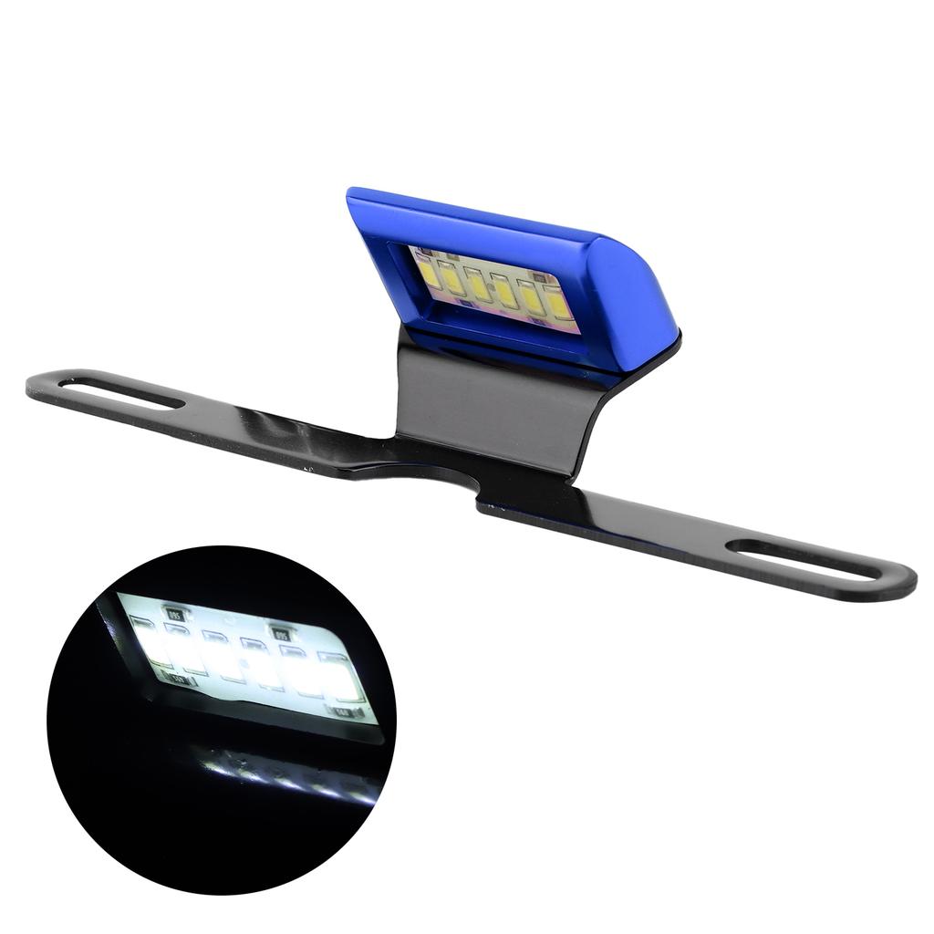 Luz de Matrícula Universal para Motocicleta Aluminio CNC Luz Trasera 6 LED Iluminación de Montaje Trasero Azul