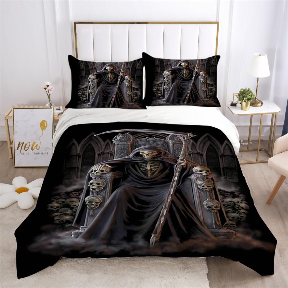 3D Skull Printing Duvet Cover Set Twin Size Microfiber Bedding Set Fashion High Ranking Cool Bedroom Decor